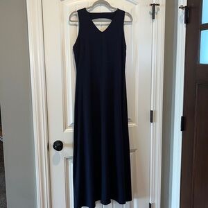 Talbots navy blue maxi dress casual staple minimalist cute back cutout Medium